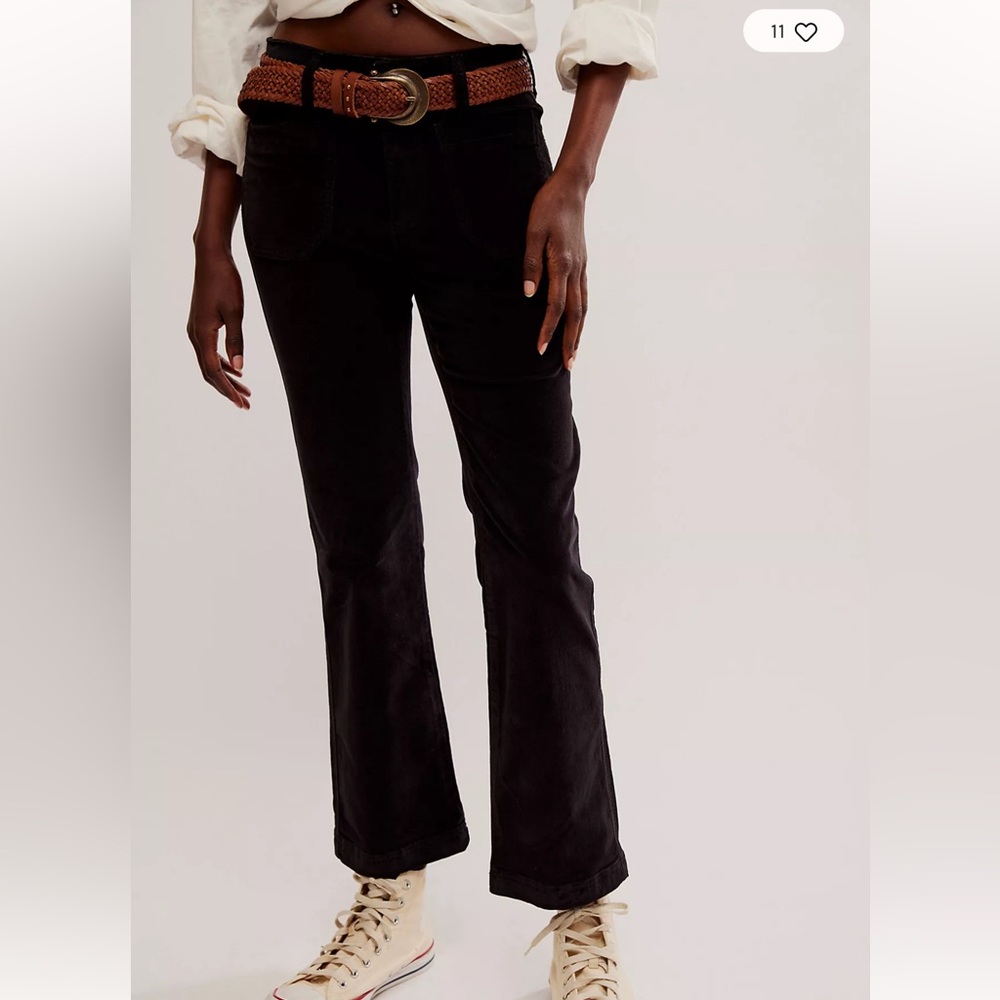 Free People High Time Velvet Kick Flare Pants in Black size 4 NWOT Retail $98